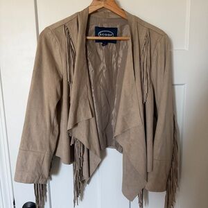 Scoop Women’s Tan Fringe Waterfall Jacket Medium Western Coastal Cowgirl